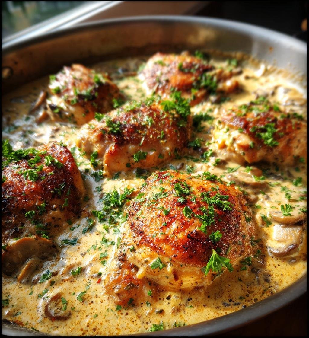 Chicken In a Creamy Asiago Mushroom Sauce