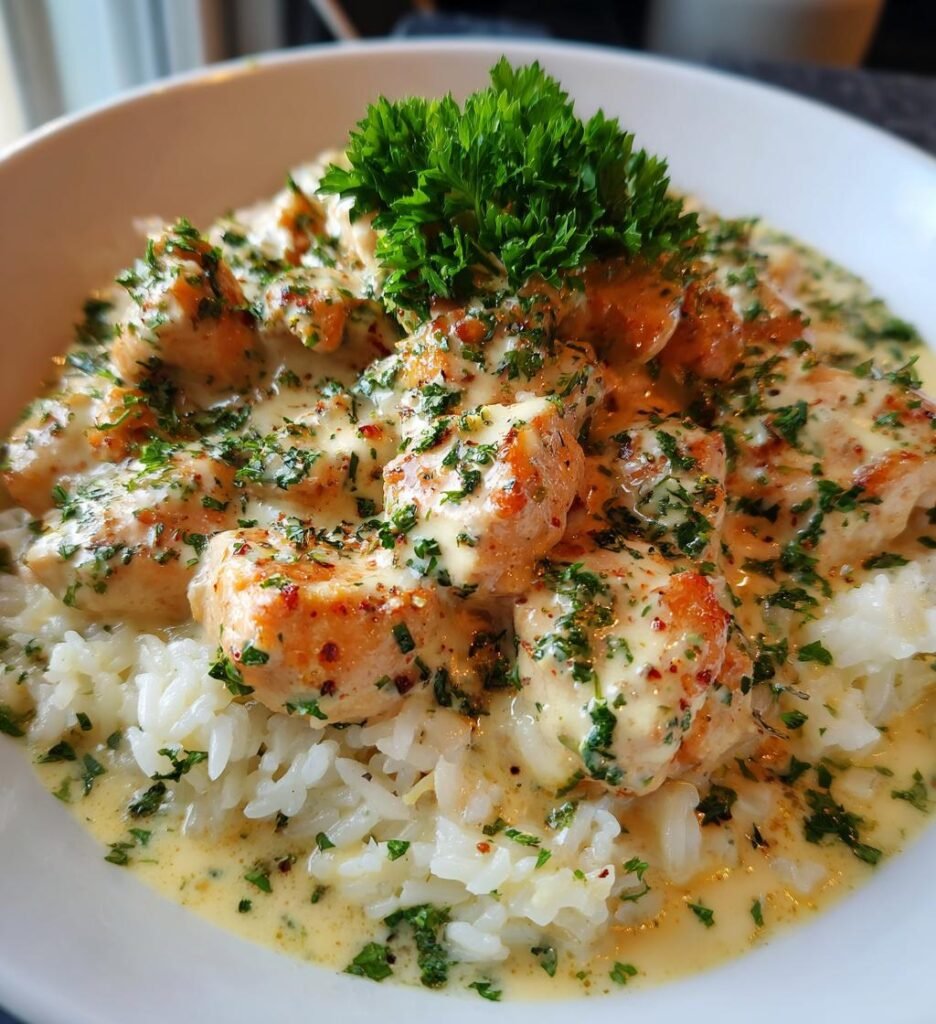 Chicken Scampi with Creamy Garlic Parmesan Rice