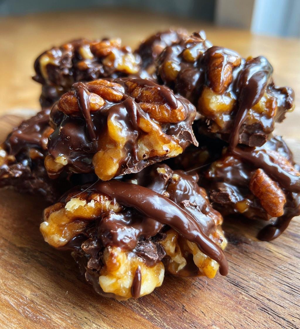 Chocolate Pecan Turtle Clusters - detail 1