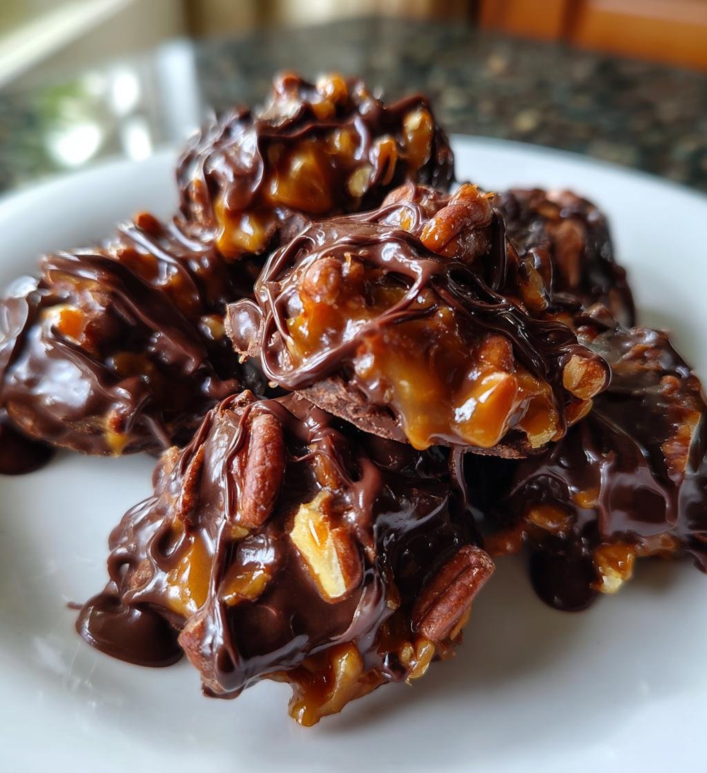 Chocolate Pecan Turtle Clusters