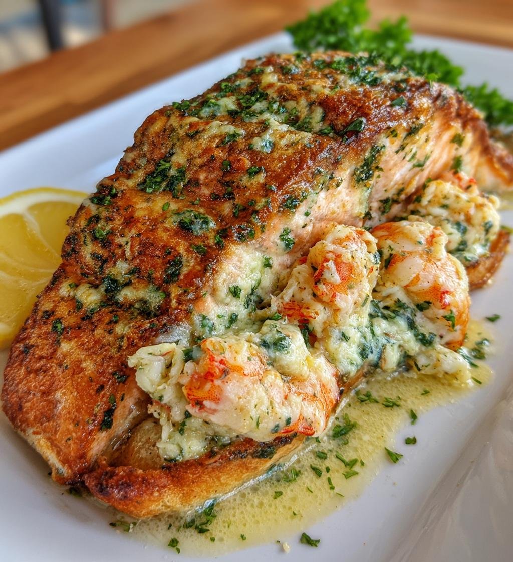Crab and Shrimp Stuffed Salmon - detail 1