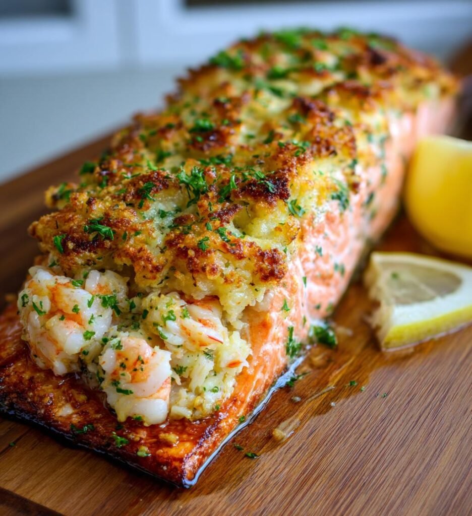 Crab and Shrimp Stuffed Salmon