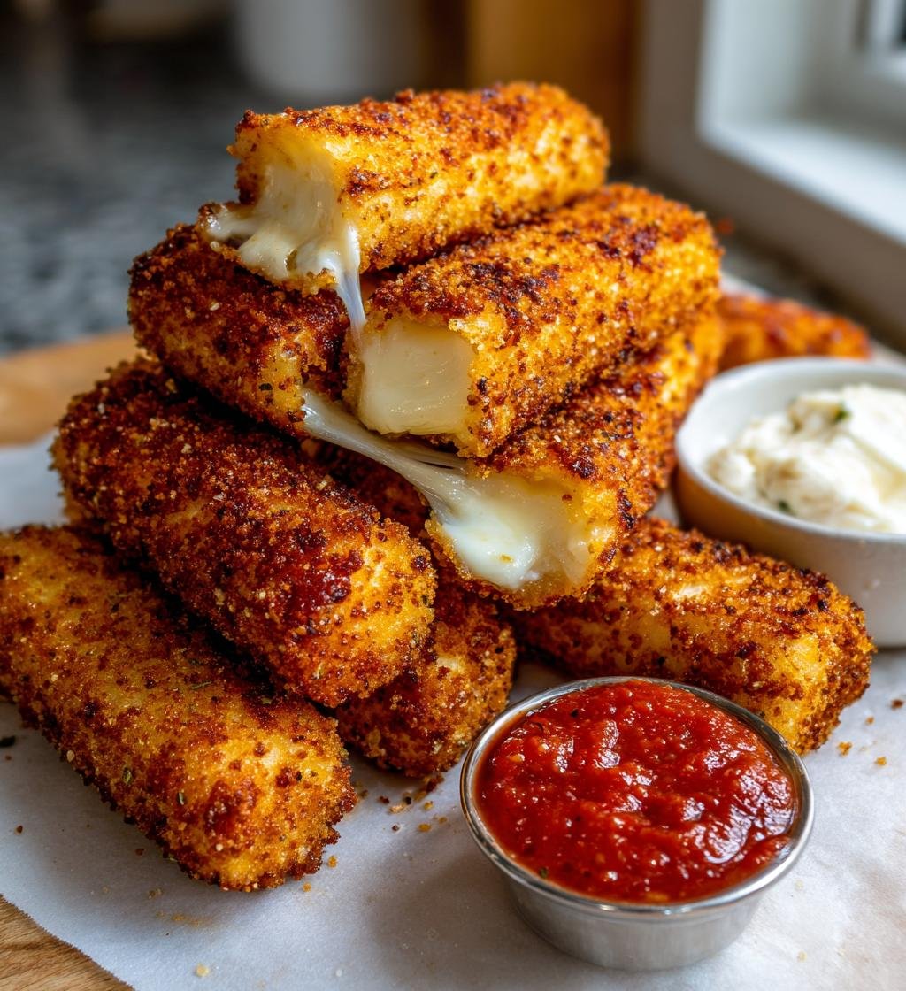 Crispy Mozzarella Sticks with Marinara Sauce & Creamy Dip - detail 1