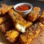 Crispy Mozzarella Sticks with Marinara Sauce & Creamy Dip