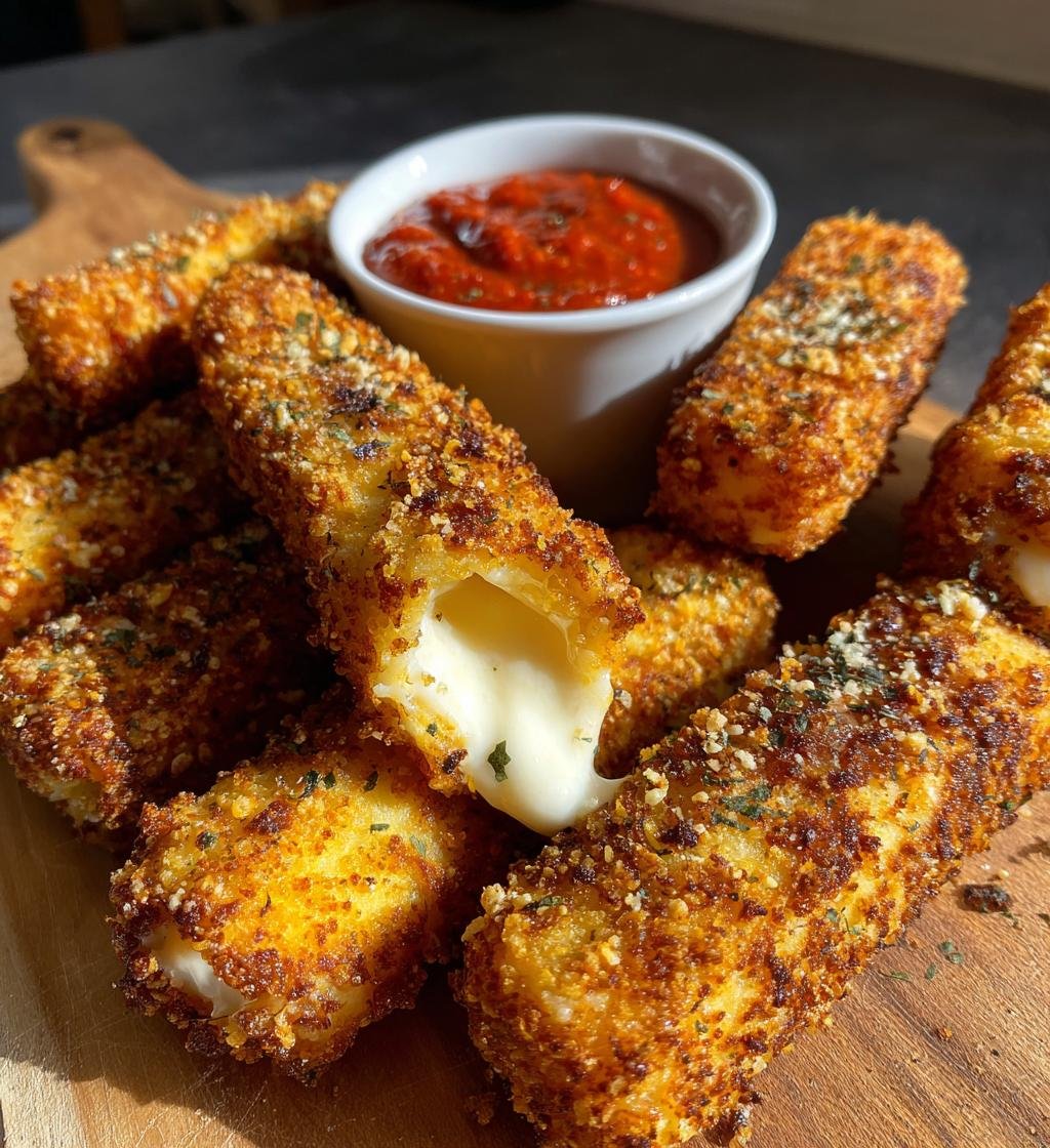 Crispy Mozzarella Sticks with Marinara Sauce & Creamy Dip