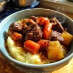 Fall Apple Cider Stew over Mashed Potatoes