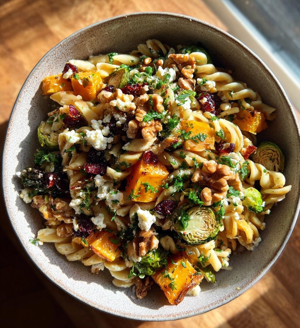 Fall Pasta Salad with Butternut Squash and Brussels - detail 1