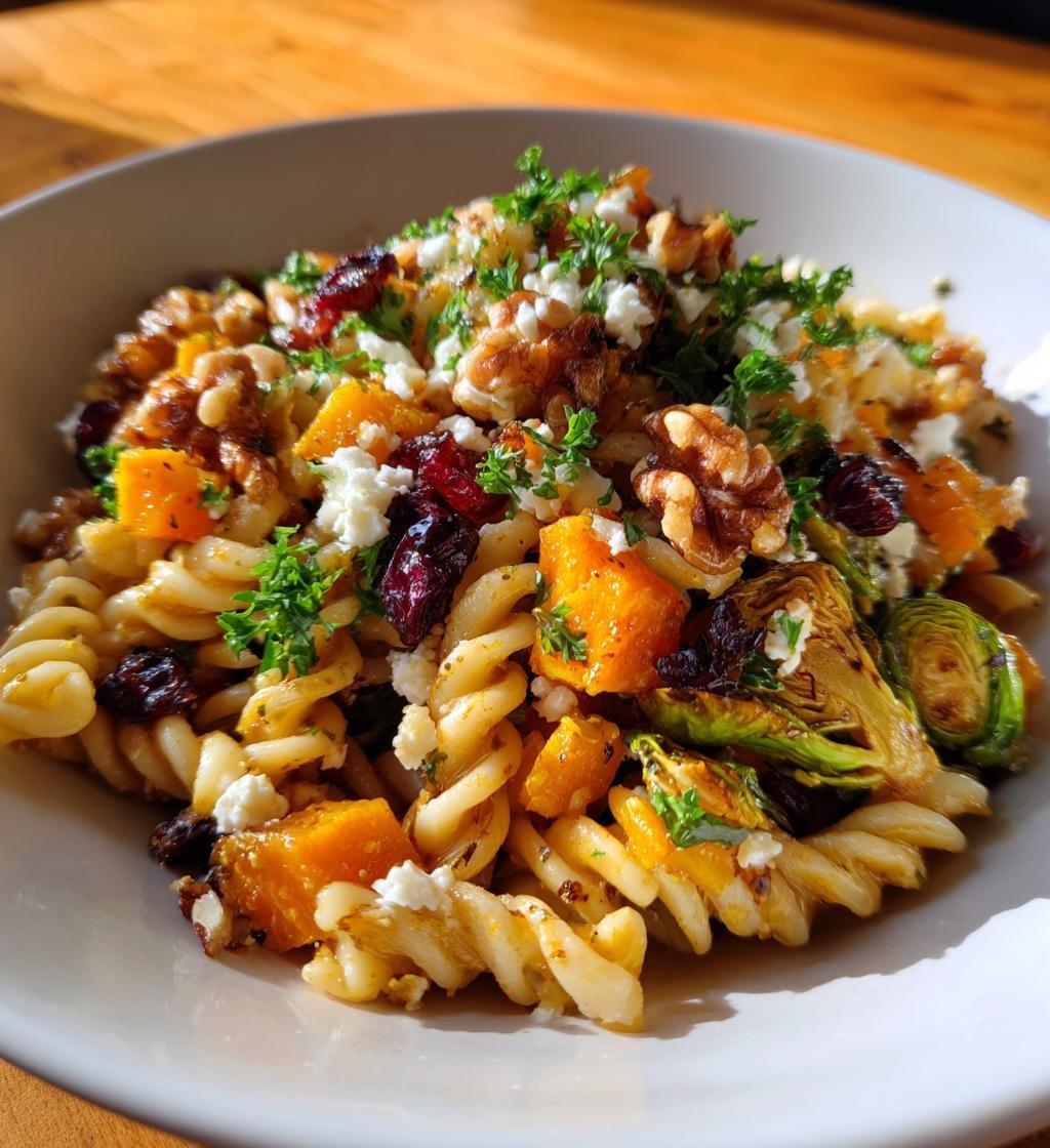 Fall Pasta Salad with Butternut Squash and Brussels