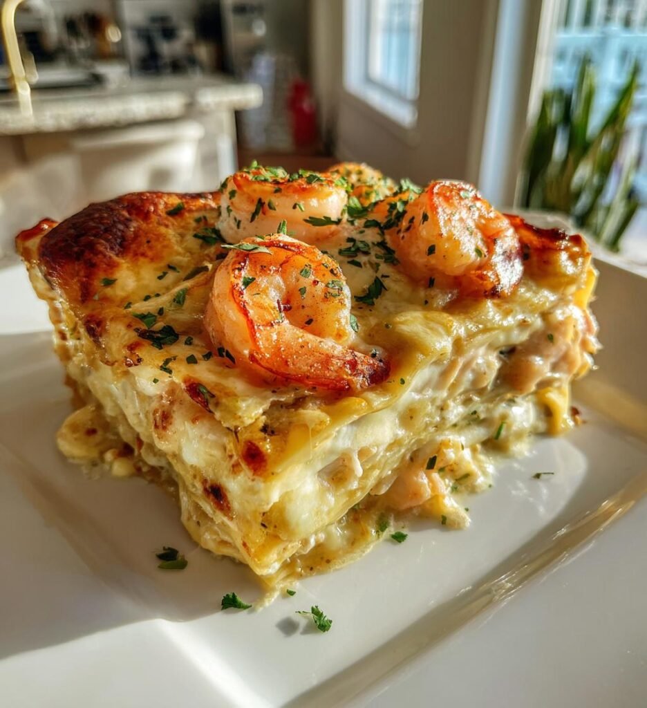 Garlic Butter Shrimp Scampi Lasagna