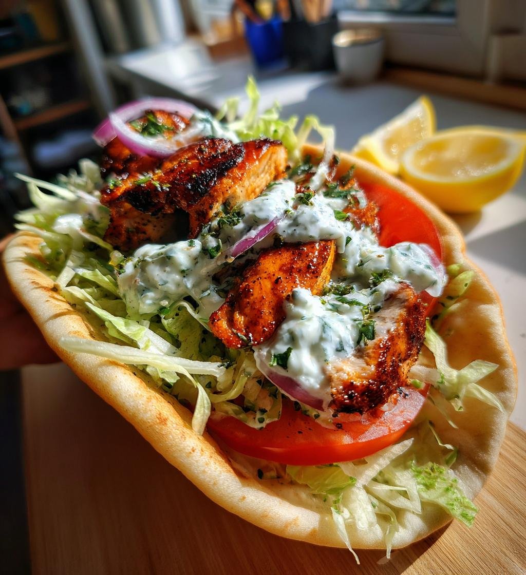 Greek Chicken Gyros with Lemon-Herb Marinade and Tzatziki