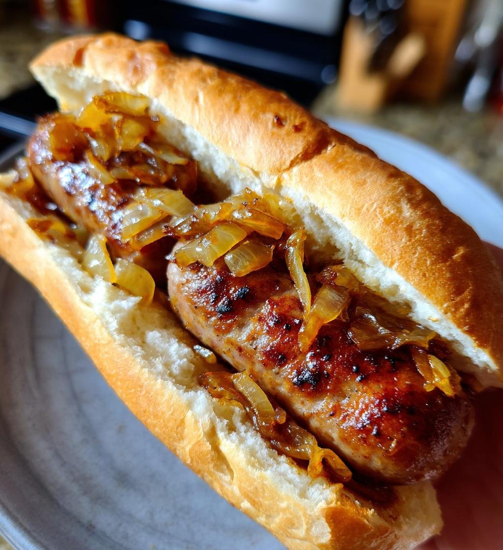 Grilled Kielbasa Sandwiches with Sweet Onion