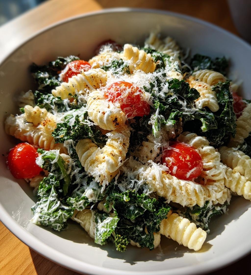 Kale Caesar Pasta Salad