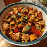 Mexican Chicken, Sweet Potato, and Black Bean Skillet
