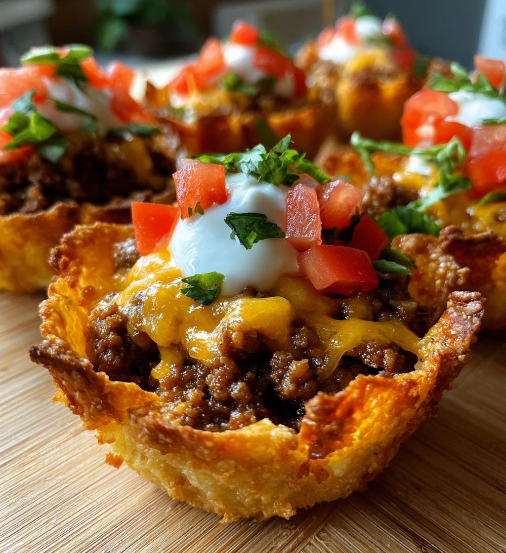 Mini Taco Cupcakes with Zesty Ground Beef and Cheese - detail 1