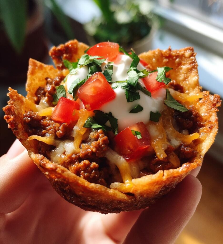 Mini Taco Cupcakes with Zesty Ground Beef and Cheese
