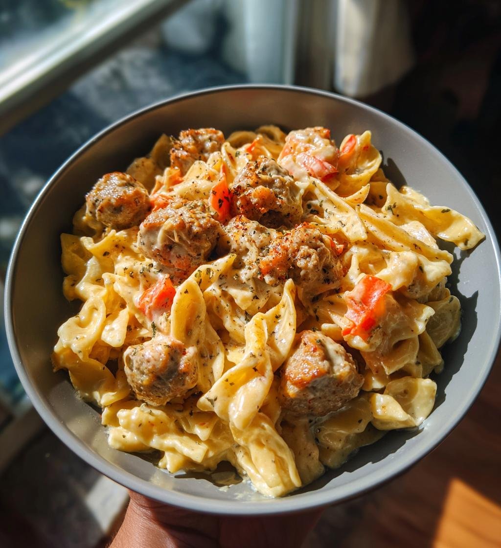 One-Pan White Cheddar Ranch Sausage Magic Pasta