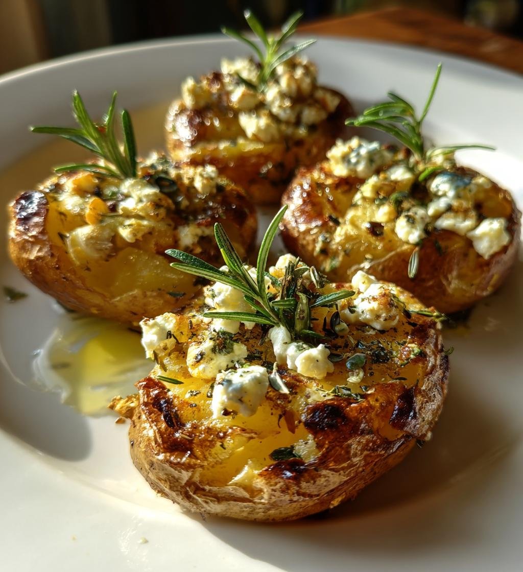 QuICk Smashed Greek Potatoes with Feta and Rosemary - detail 1