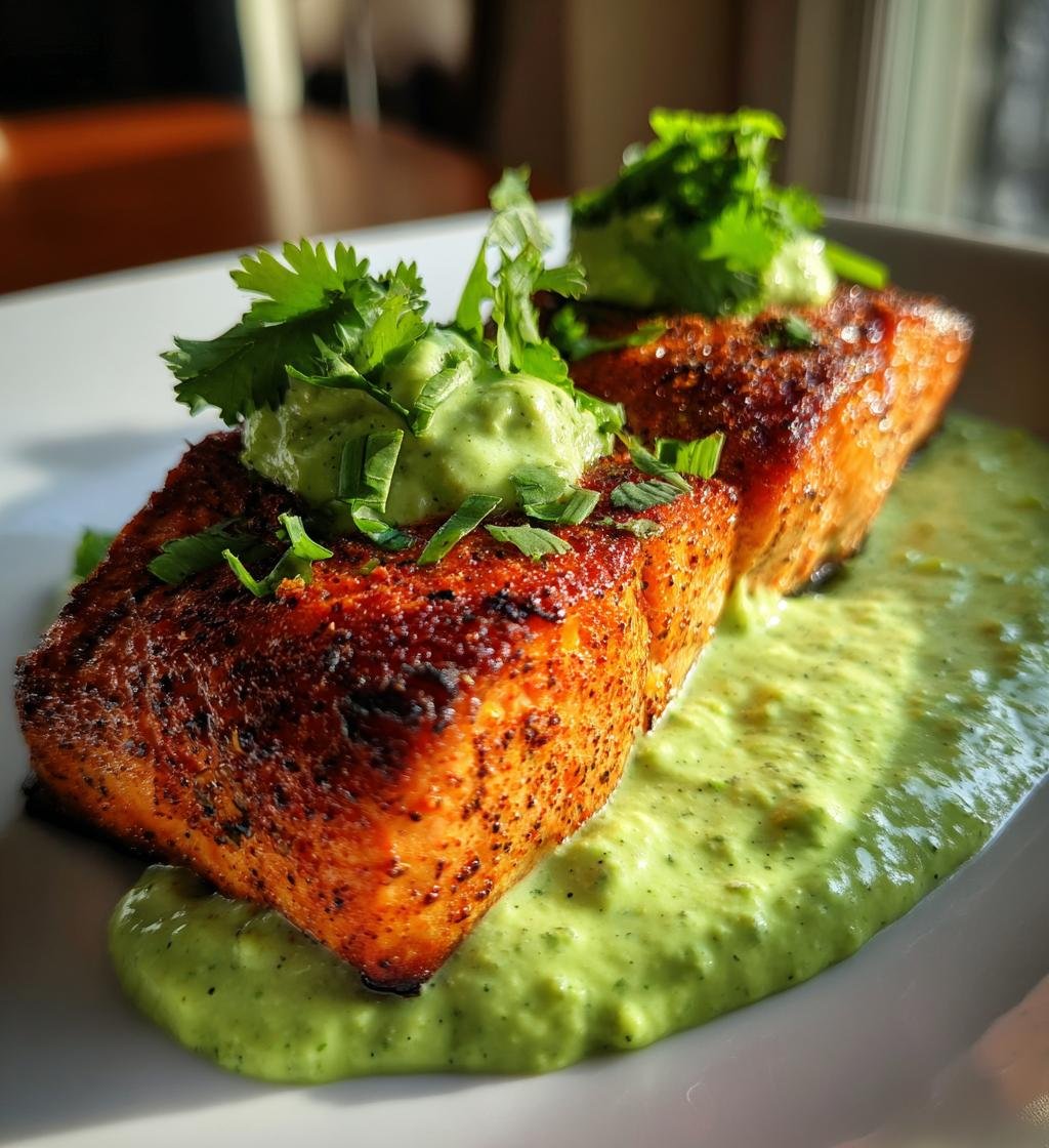 Quick Baked Cajun Salmon with Avocado Lime Sauce - detail 1