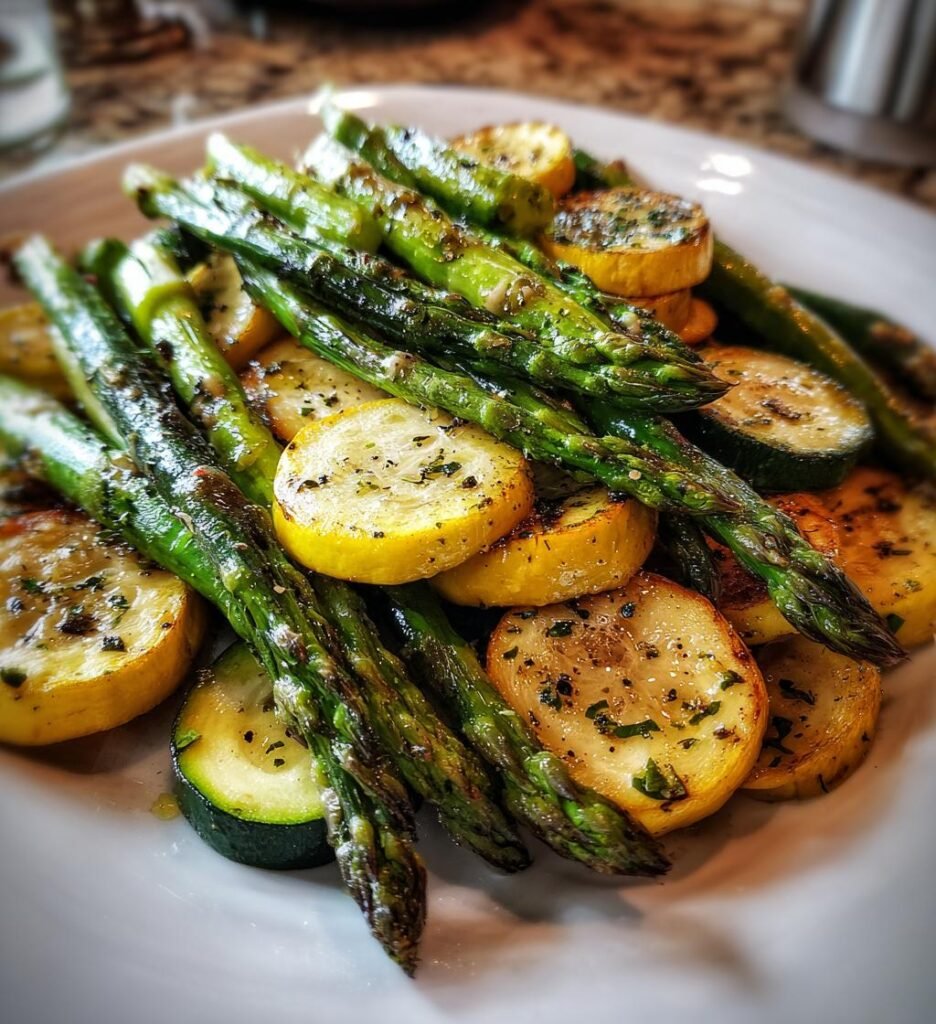 Roasted Asparagus with Zucchini and Squash