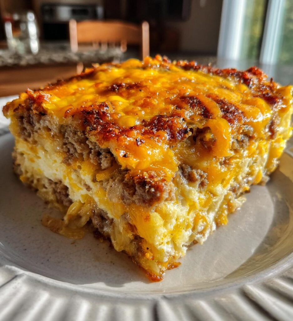 Sausage, Egg & Cream Cheese Hashbrown Casserole