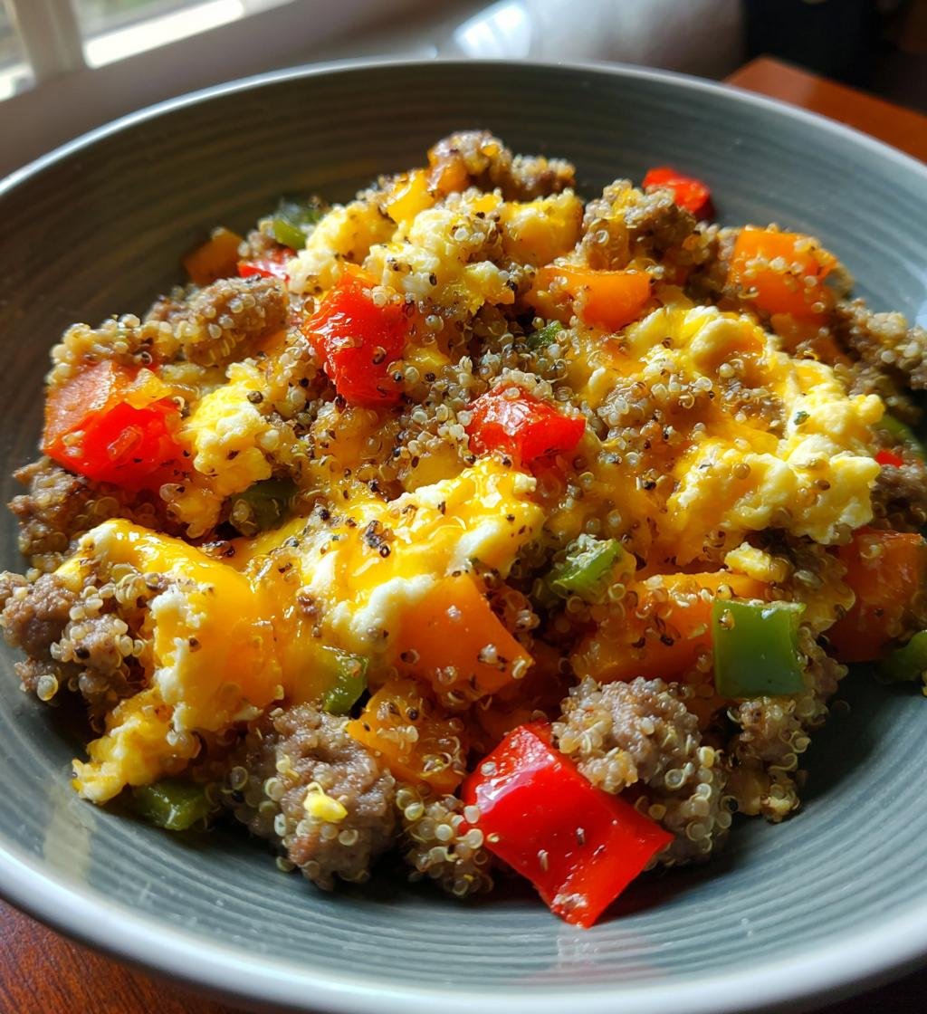 Sausage and Cheese Quinoa Breakfast Bowl - detail 1