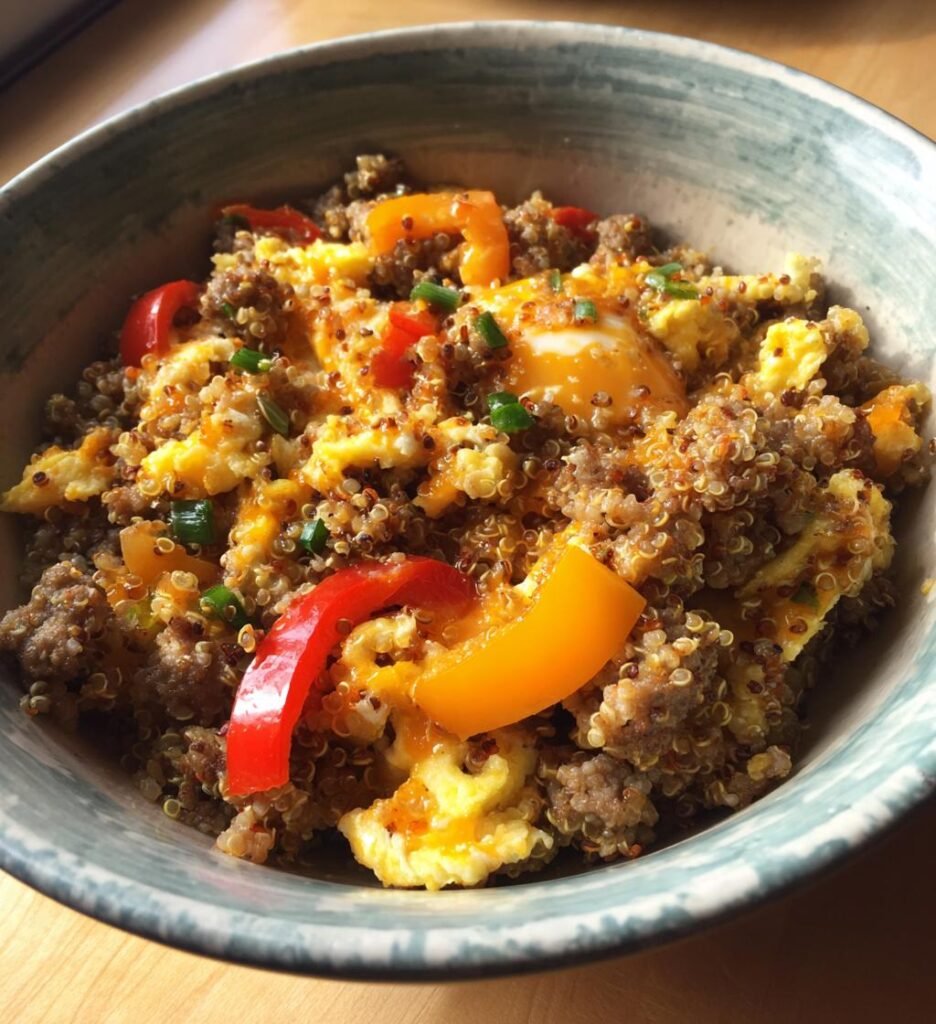 Sausage and Cheese Quinoa Breakfast Bowl