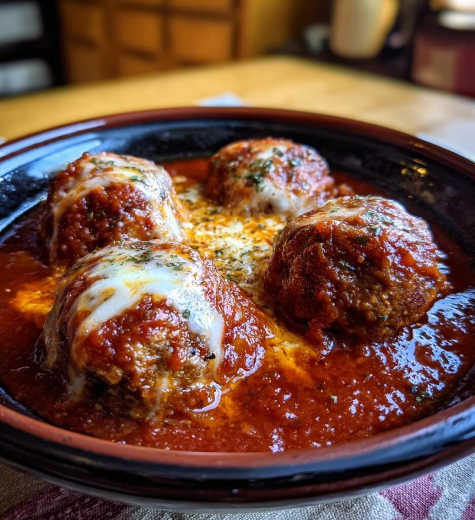 Slow Cooker Chicken Parm Meatballs