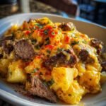 Slow Cooker Steak and Cheddar Potato Casserole