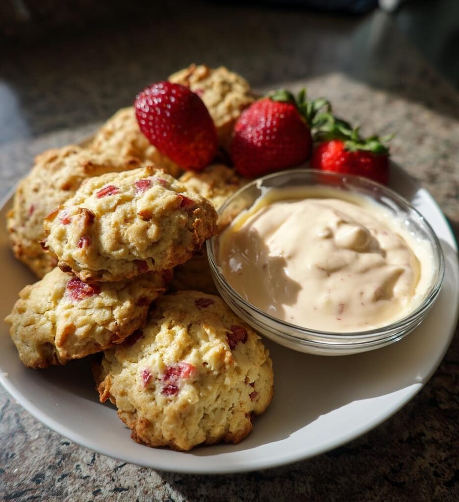 Strawberry Banana Pudding Cookies with Cheesecake Dip