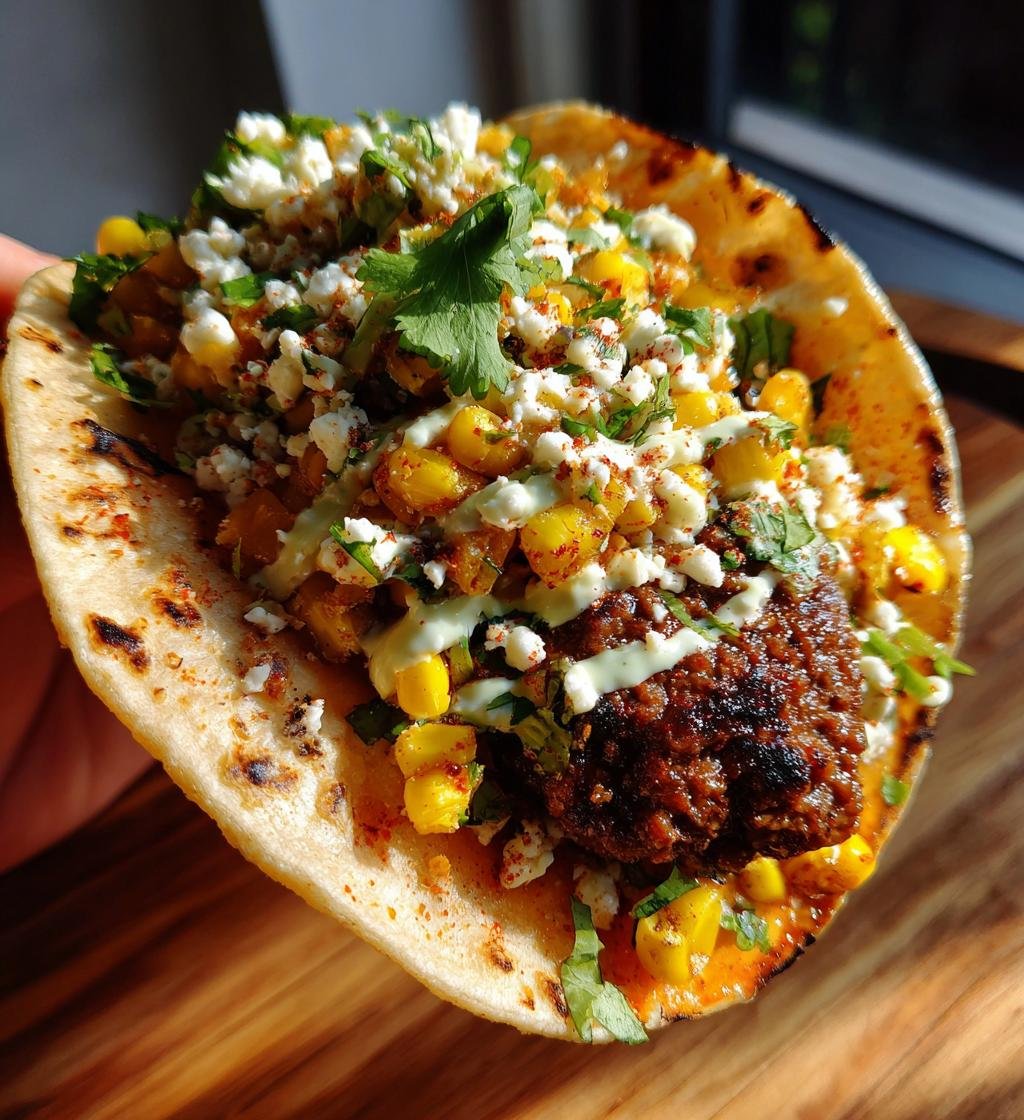 Street Corn Smash Burger Tacos