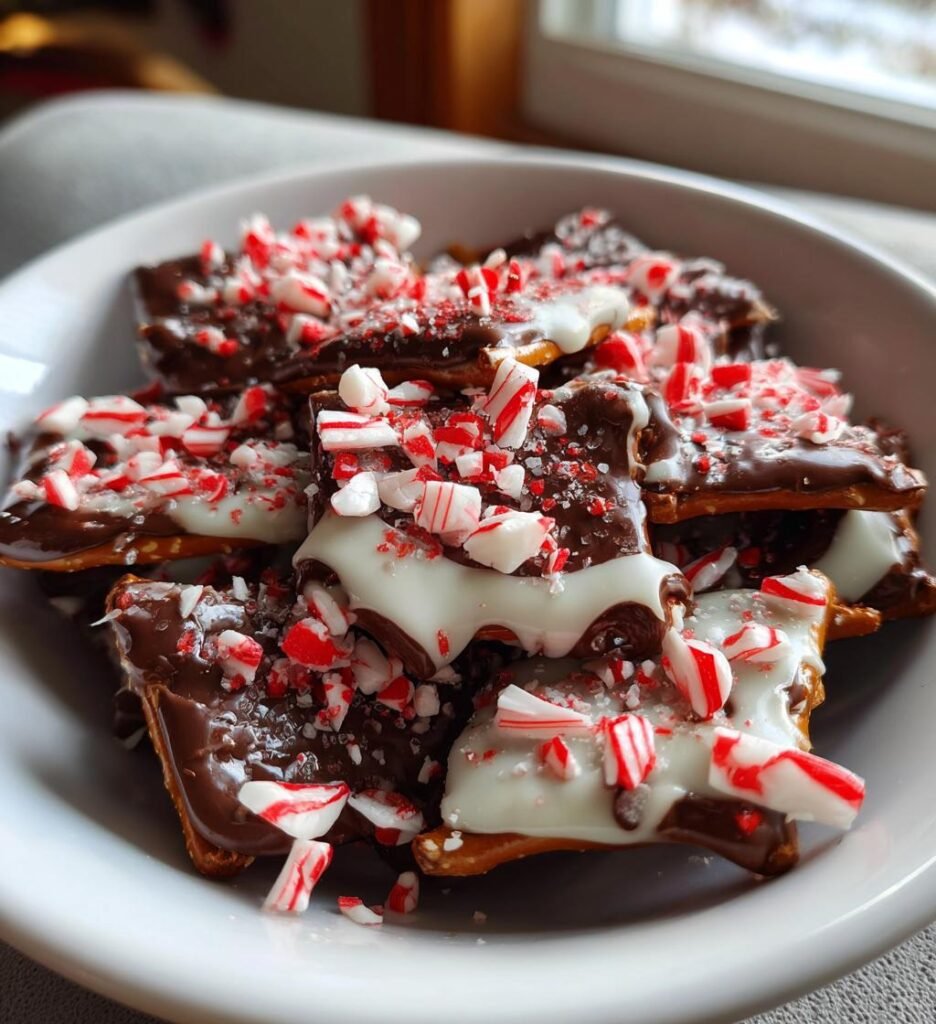 White Chocolate Peppermint Pretzel Crisps