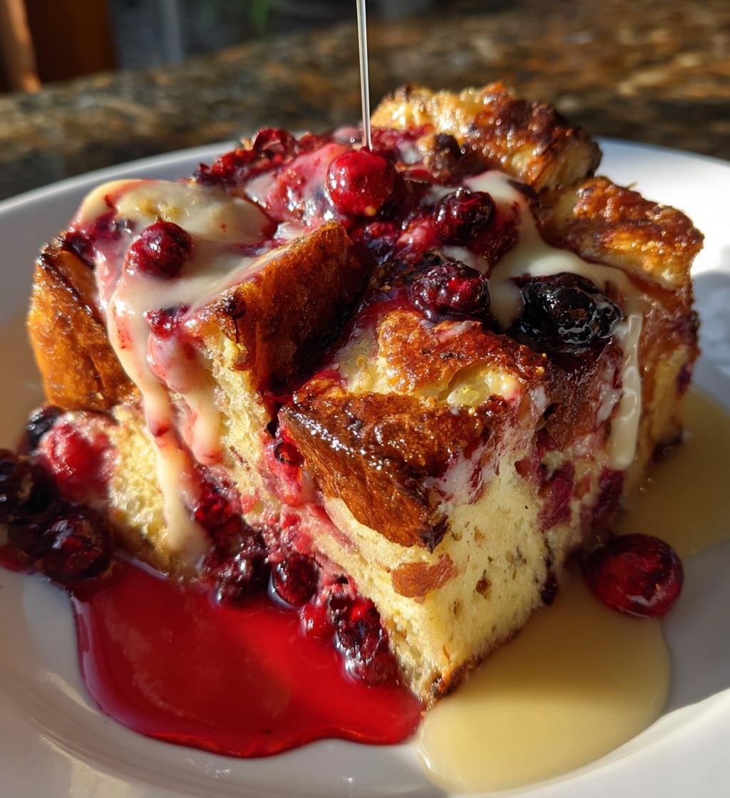 Wild Berry Bread Pudding Drizzled