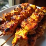 grilled thai coconut chicken skewers