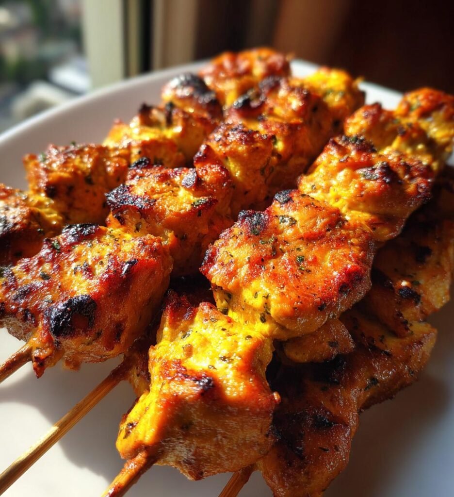 grilled thai coconut chicken skewers