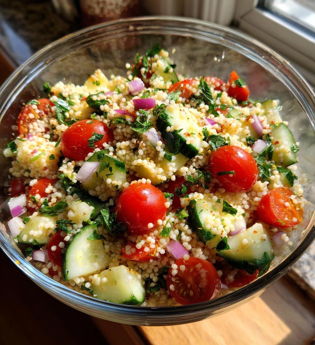 lemon cucumber couscous salad - detail 1