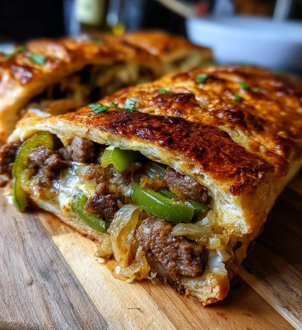 philly cheesesteak stromboli - detail 1