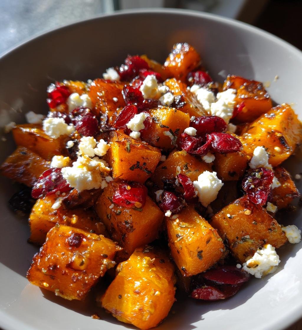 roasted butternut squash cranberries feta bliss