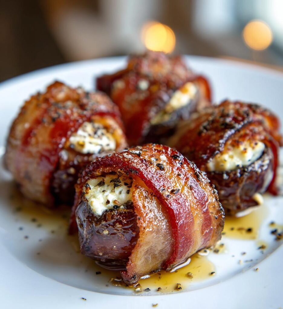 Air Fryer Goat Cheese Stuffed Dates with Bacon