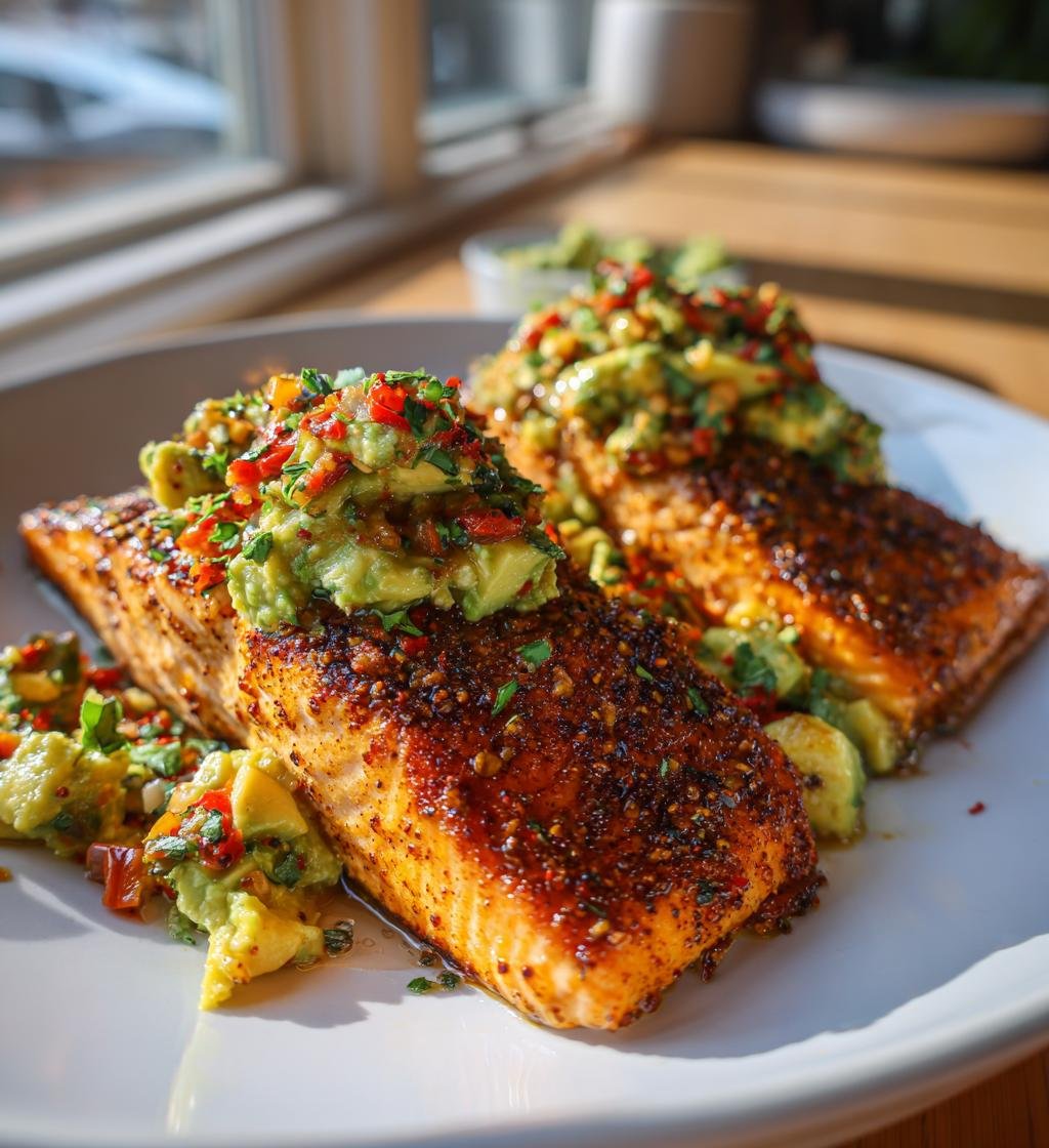 Baked Cajun Salmon with Avocado
