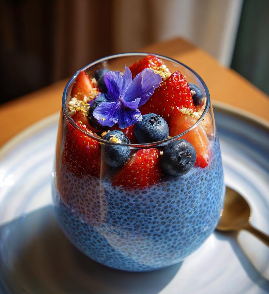 Blue Chia Pudding with Butterfly Pea Flower - detail 1