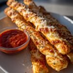 Cheesy Halloween Breadstick Bones with Spooky Marinara Dip