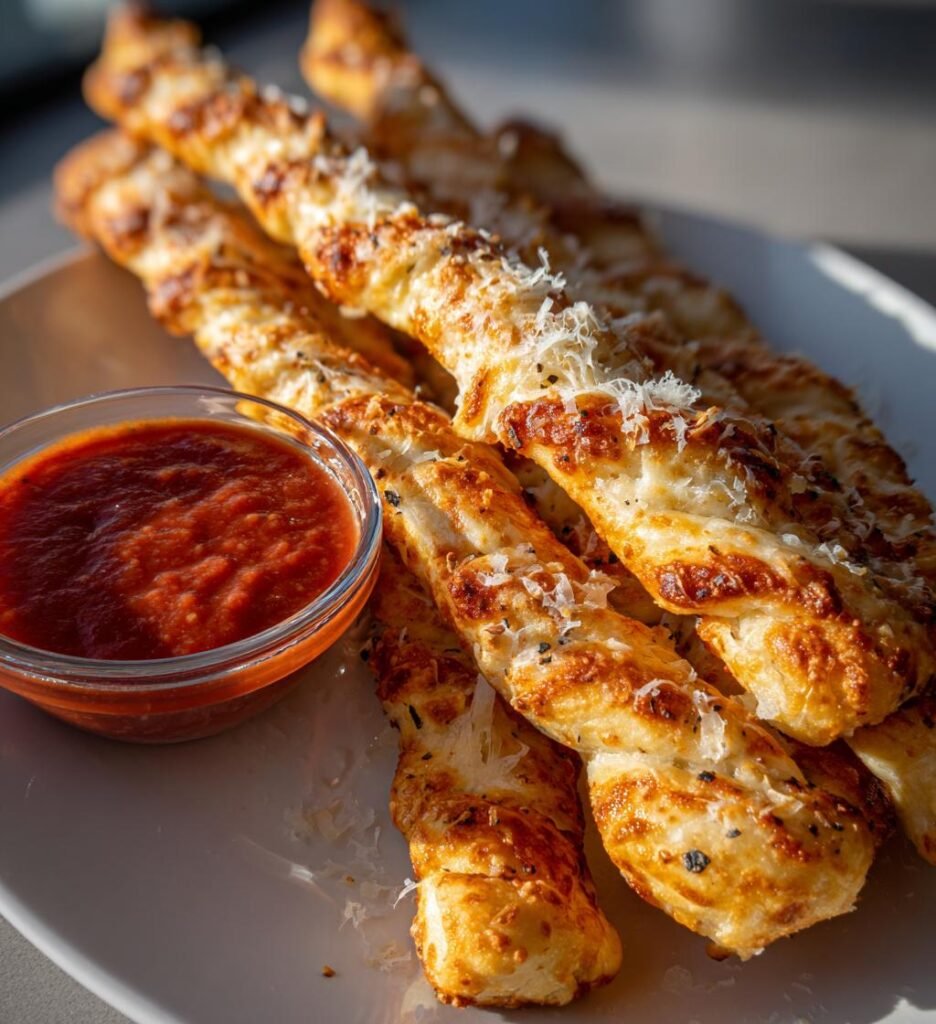 Cheesy Halloween Breadstick Bones with Spooky Marinara Dip