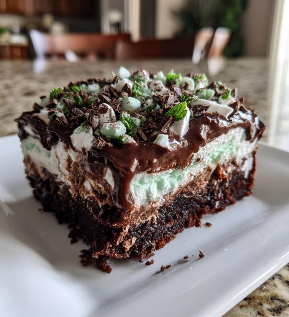 Chocolate Mint Poke Cake