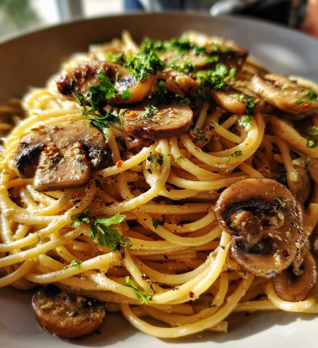 Creamy Mushroom Spaghetti - detail 1