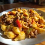 Crockpot Cheesy Ranch Beef Pasta Shells