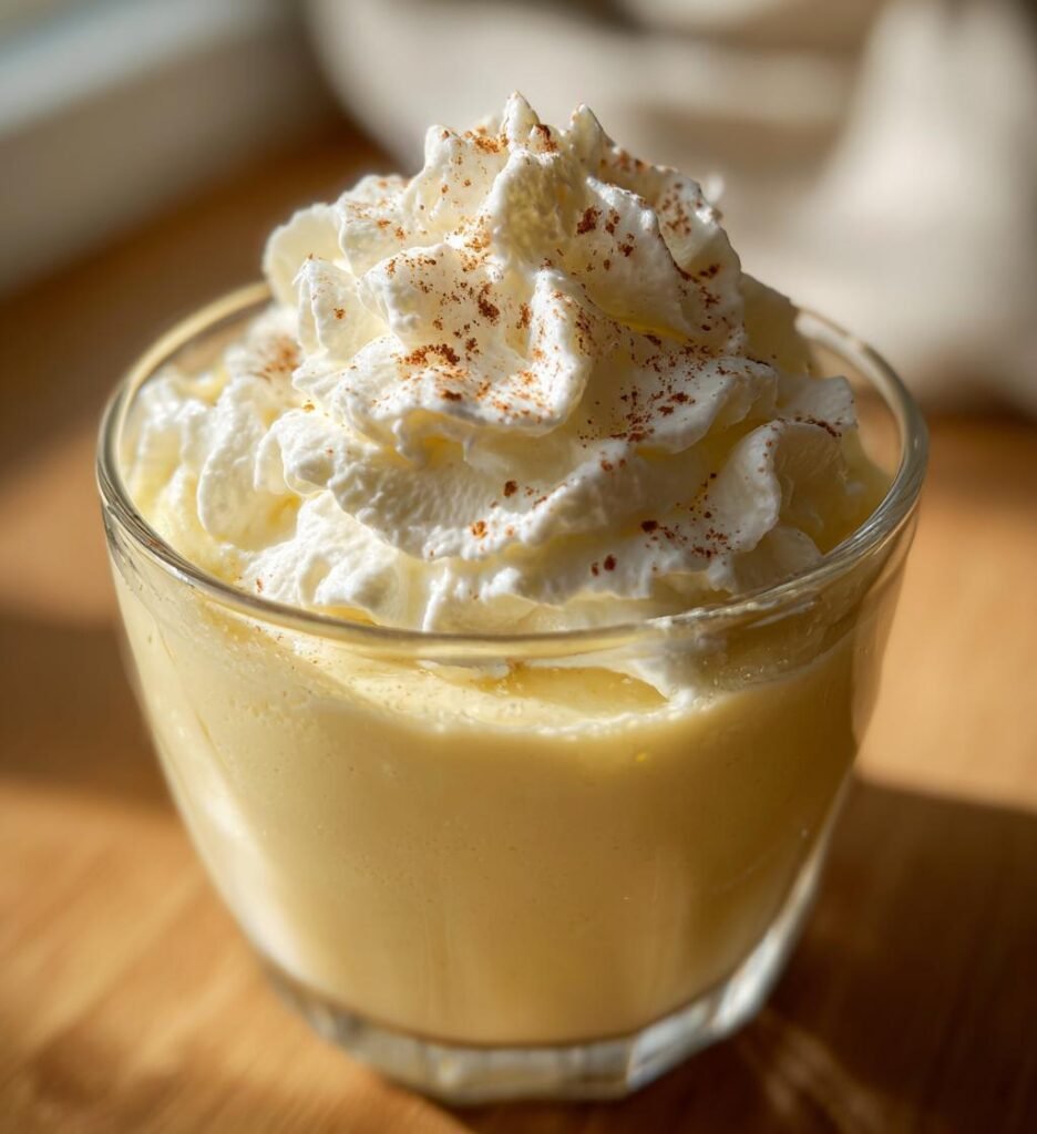 Eggnog Pudding with Whipped Cream