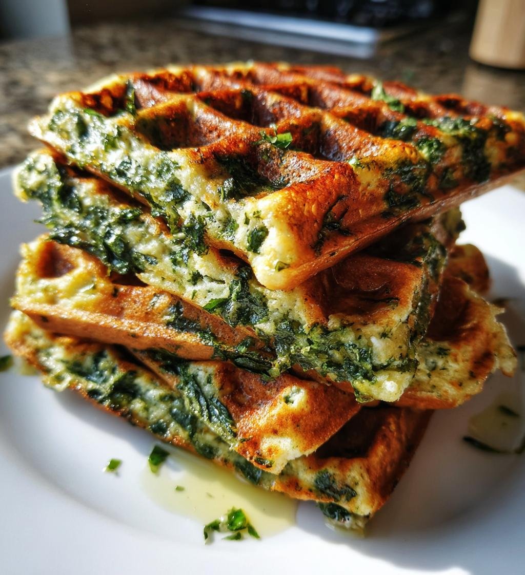 Fluffy Spinach Waffles - detail 1