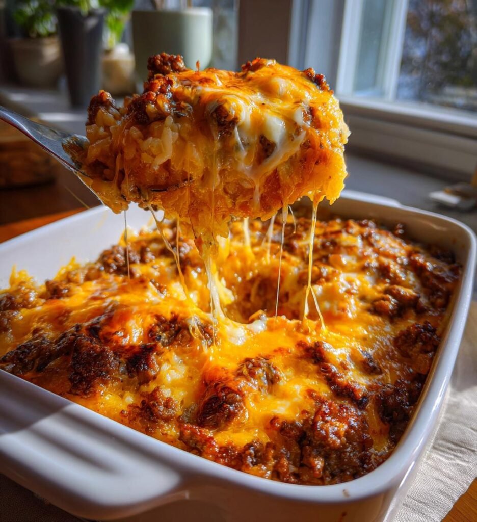 French Onion Beef Rice Casserole