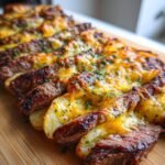Garlic Butter Steak & Cheddar Potato Bake
