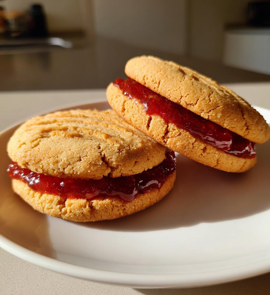 Healthy Flourless Peanut Butter & Jelly Cookie Sandwiches - detail 1